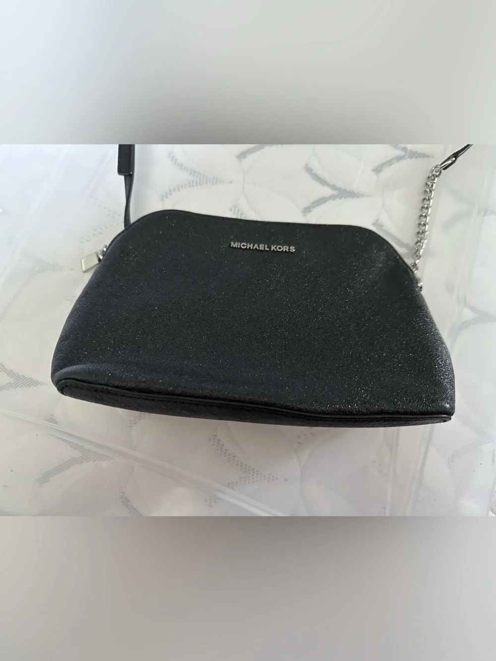 Michael Kors Black Sparkle Crossbody Bag with Chain Strap